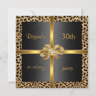 Invitation Elegant 30th Birthday Leopard Gold