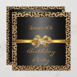 Invitation Elegant 40th Birthday Leopard Gold