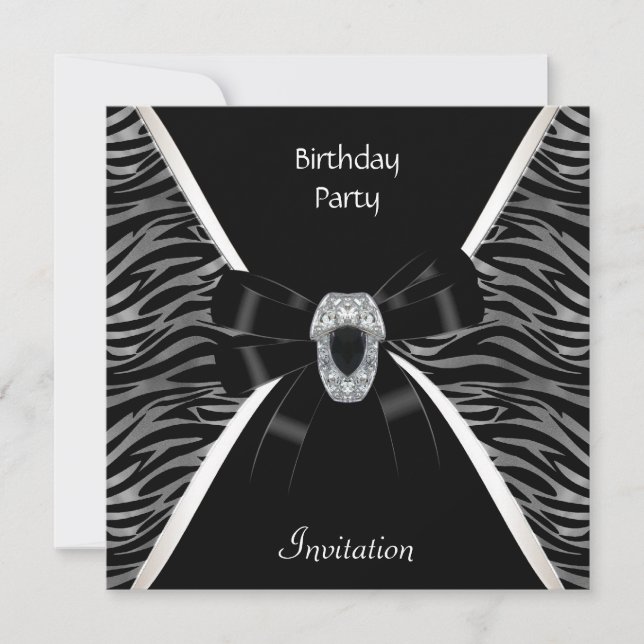 Invitation Elegant Birthday Party Wild Black Jewel (Front)