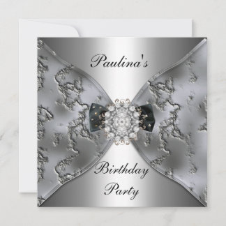 Invitation Elegant Birthday Silver Jewel Diamond