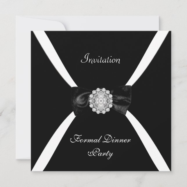 Invitation Elegant Elegant Black White Bow Tie (Front)