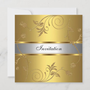 Invitation Elegant Gold Silver Floral