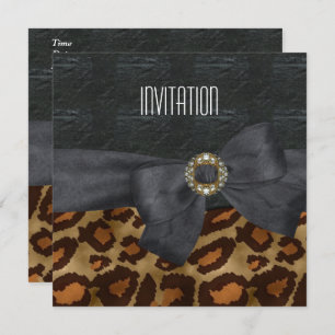 Invitation Elegant Wild Animal Black Gold Jewel