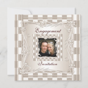 Invitation Engagement Cream Art Deco Floral