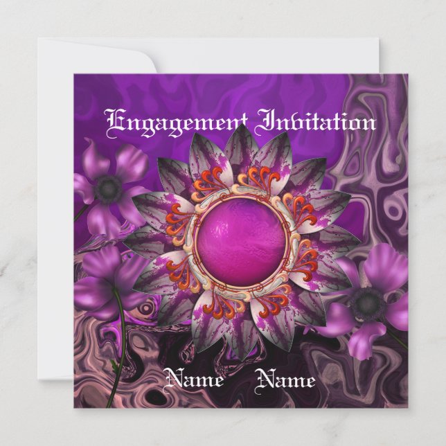 Invitation Engagement Wedding Purple Flower (Front)