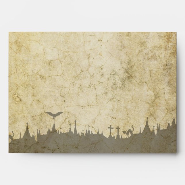 Invitation envelope for Halloween with cemetery (Front)