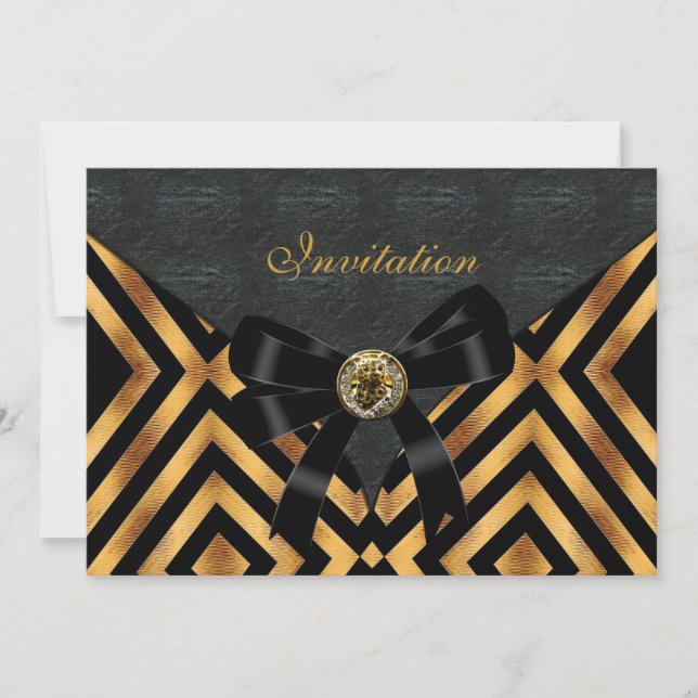 Invitation Exotic Gold Black Stripe Leather (Front)