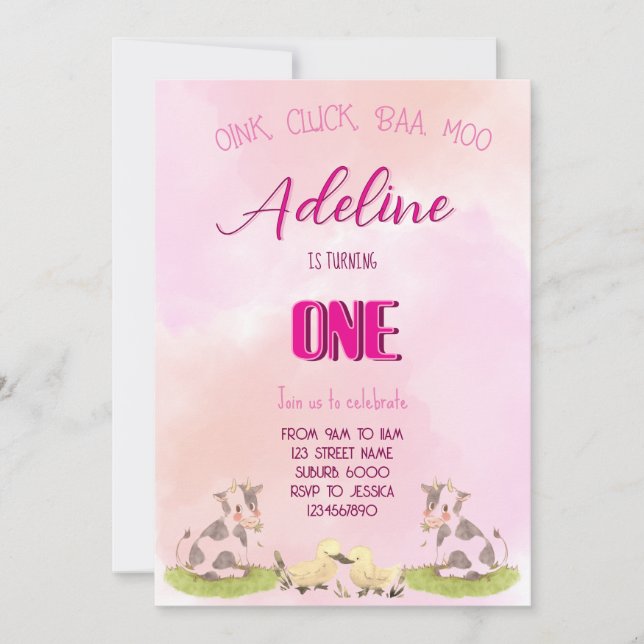 Invitation farm girl ONE (Front)