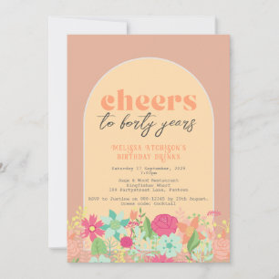 Invitation, florals on dusty rose pink (any age!) invitation