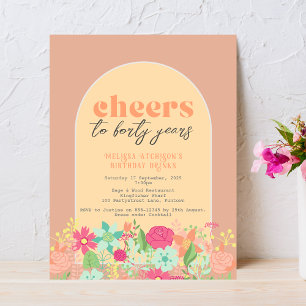 Invitation, florals on dusty rose pink (any age!) postcard