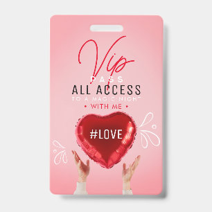 Invitation for a romantic event ID badge