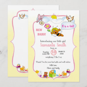 invitation for baby introduction, girl