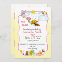 invitation for baby introduction, girl