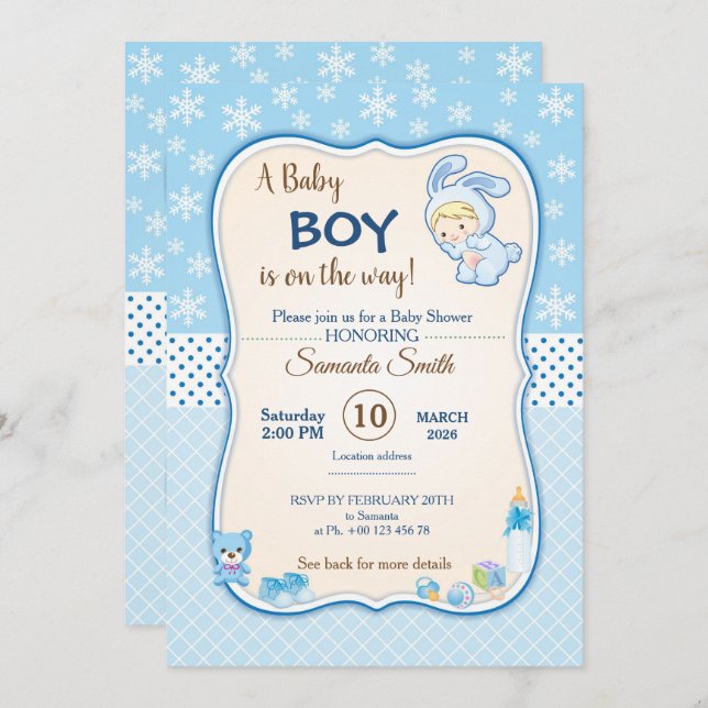 invitation for baby shower, it is a boy (Front/Back)