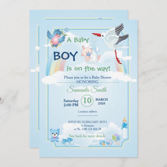 invitation for baby shower, it is a boy (Front/Back)