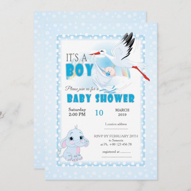 invitation for baby shower, it is a boy (Front/Back)