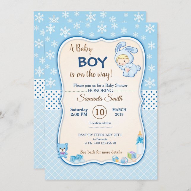 invitation for baby shower, it is a boy (Front/Back)