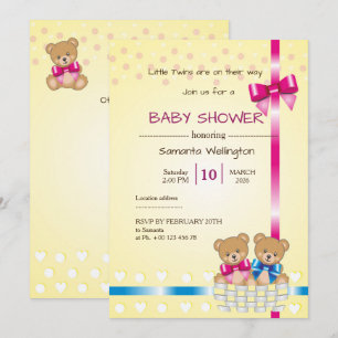 invitation for baby shower, there are a twins