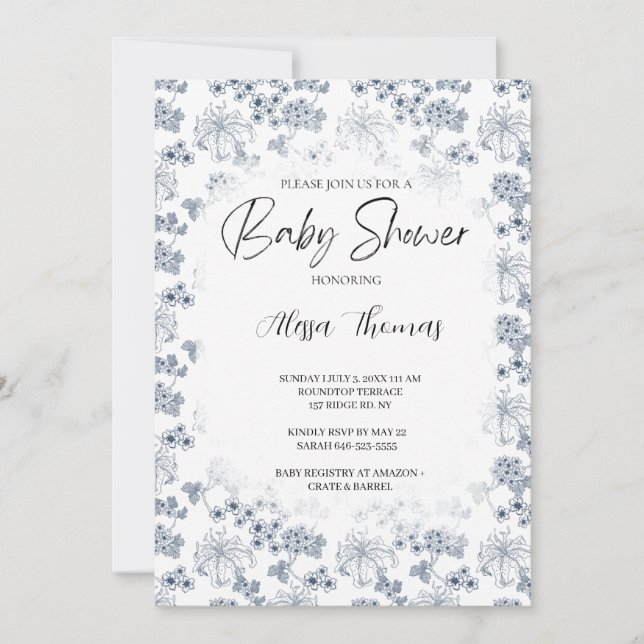 Invitation for baby shower Toile Desing-Customizab (Front)