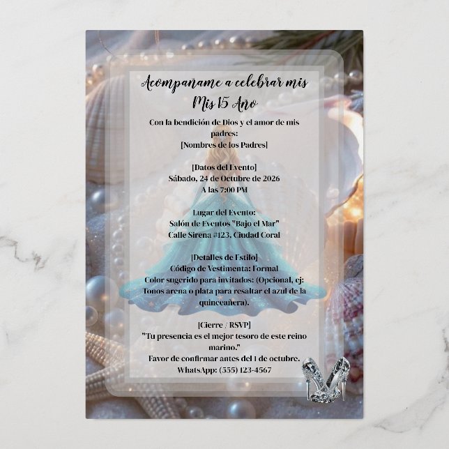 Invitation for  for agirls fifteenth  birthday (Front)