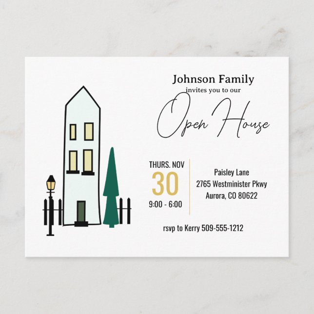 Invitation for open house or other postcard (Front)