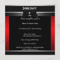 Invitation Formal Black Tie Birthday Dinner Party
