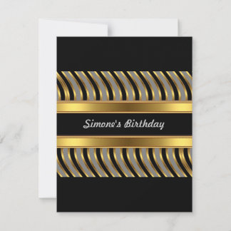 Invitation Gold Grey Black Metal Birthday Party