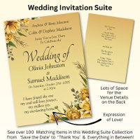 Invitation Golden Yellow Flowers Wedding Suite