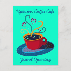 INVITATION GRAND OPENING COFFEE SHOP CAFE POSTCARD