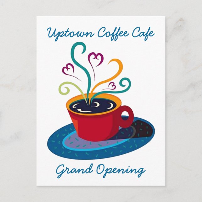 INVITATION GRAND OPENING COFFEE SHOP CAFE POSTCARD (Front)