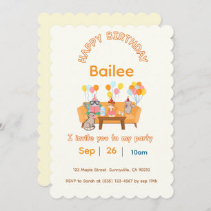 Invitation happy birthday cats 