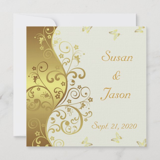 Invitation--Ivory & Gold Swirls Invitation (Front)