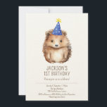 Invitation kids birthday, simple cute Hedgehog<br><div class="desc">Easy to customise for ANY AGE with all your party details! Features a cute modern hedgehog in a watercolor style graphic,  and simple typography. Gender neutral,  this beautiful invitation is ideal for boys and girls. Add other items to create a matching set of party supplies.</div>