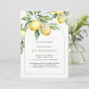 Invitation Lemon citrus 1st birthday.