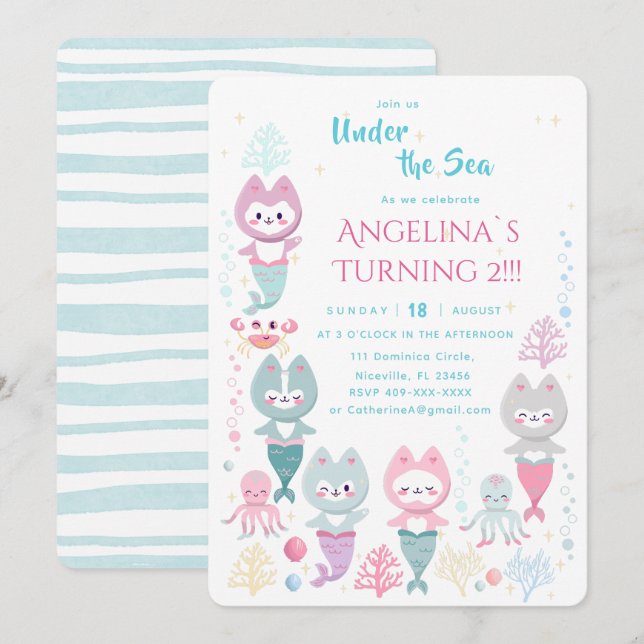 Invitation nautical themed birthday. (Front/Back)