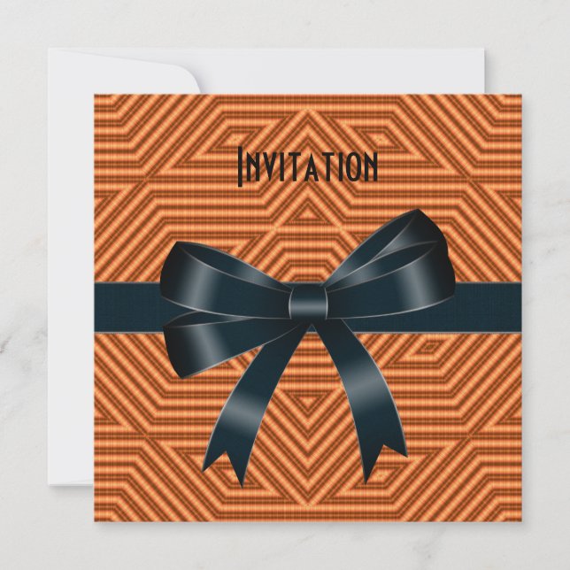 Invitation Occasions Orange Stripe Black Bow (Front)