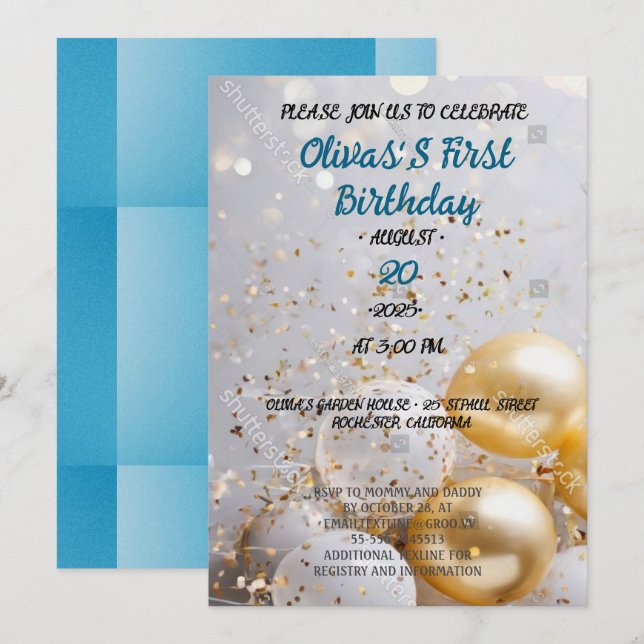 Invitation ONEderful  1st Birthday (Front/Back)