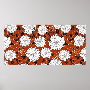 Invitation or wedding card with abstract floral ba poster