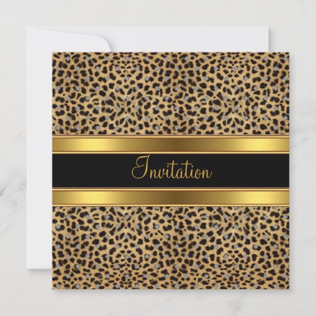 Invitation Party Exotic Leopard Gold Black (Front)