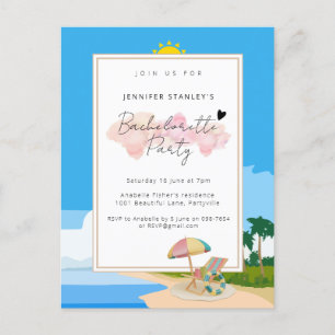 Invitation Postcard, Beach Bachelorette Invitation Postcard