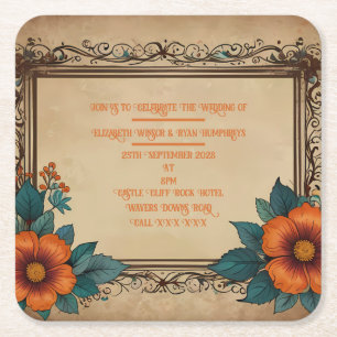 Invitation Postcard Square Paper Coaster