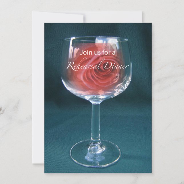 Invitation Rehearsal Dinner Wineglass Rose (Front)