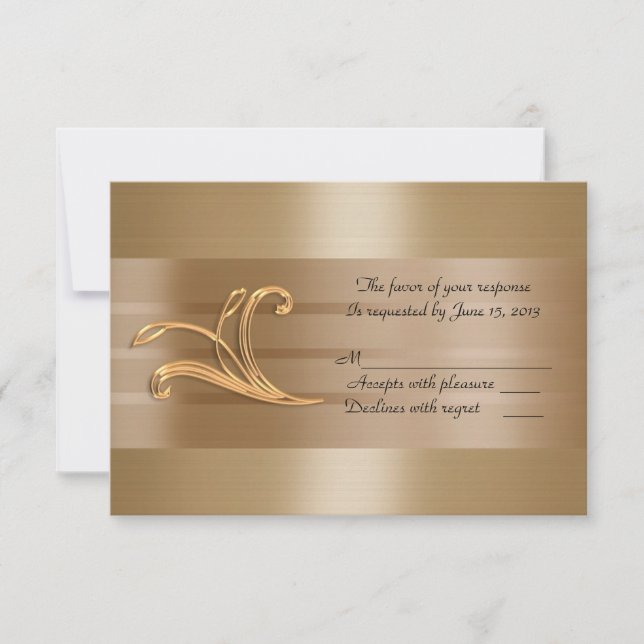 Invitation response card gold RSVP (Front)
