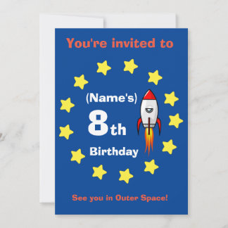 Invitation - Rocket ship Custom Birthday -add name