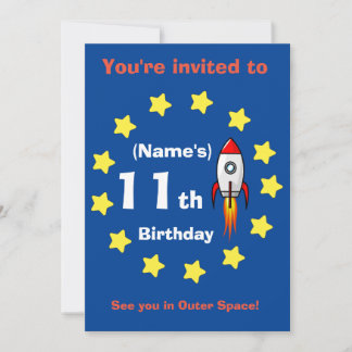 Invitation - Rocket ship Custom Birthday -add name