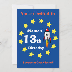 Invitation - Rocket ship Custom Birthday -add name