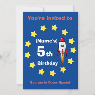 Invitation - Rocket ship Custom Birthday -add name