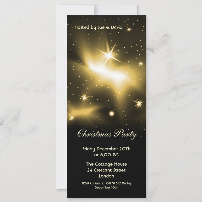Invitation slim with gold stars (Front)