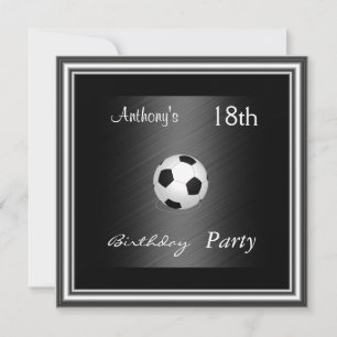 Invitation Soccer 18th Birthday Party  silver