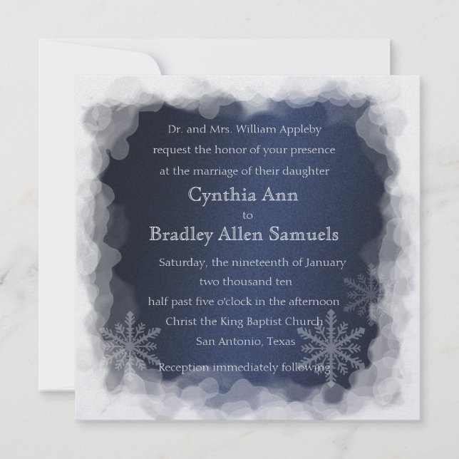 Invitation Square Icy Frame of Snow (Front)